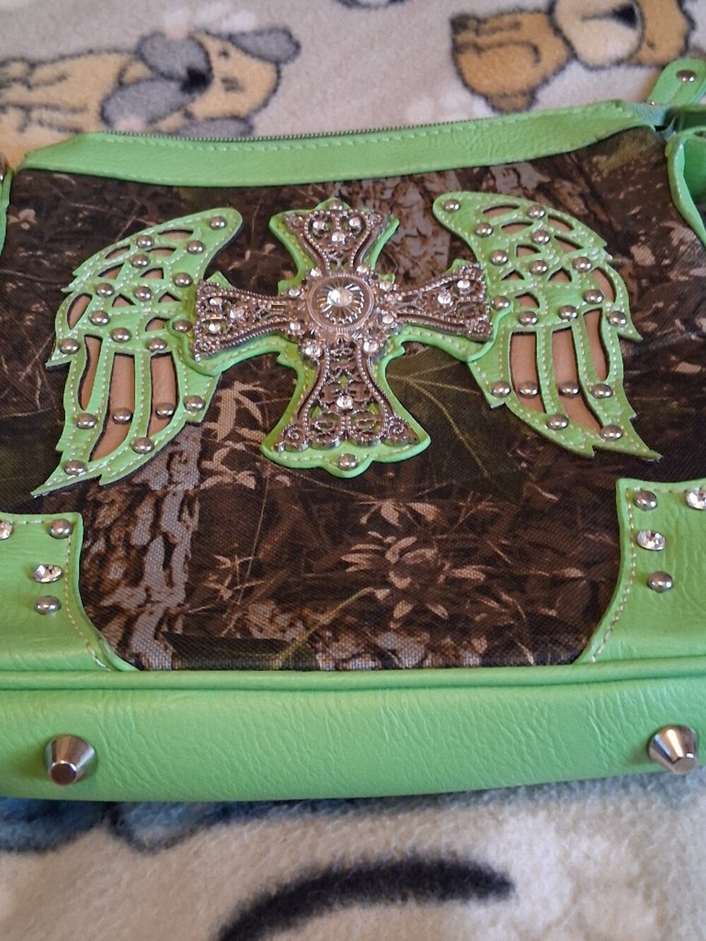GREEN USED USED USED ANGEL WESTERN STYLE PURSE